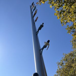 Scupture at Carnegie Mellon called Walking into the Sky